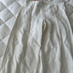 White linen wide leg psnts